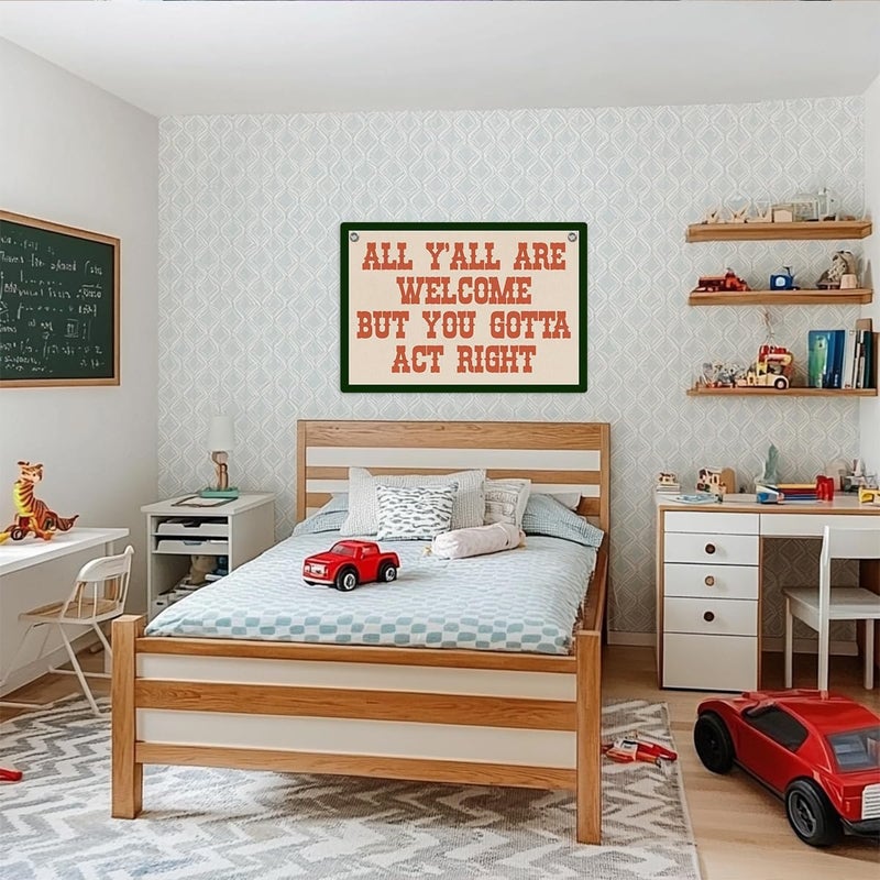 XFN Welcome Sign Funny Welcome Banner, Trendy Retro Wall Hanging, Wall Decor, Banner Flag, Wall Flag Classroom Playroom Home Entryway Living Room Office Decor, Banner for Room, Red - Image 4